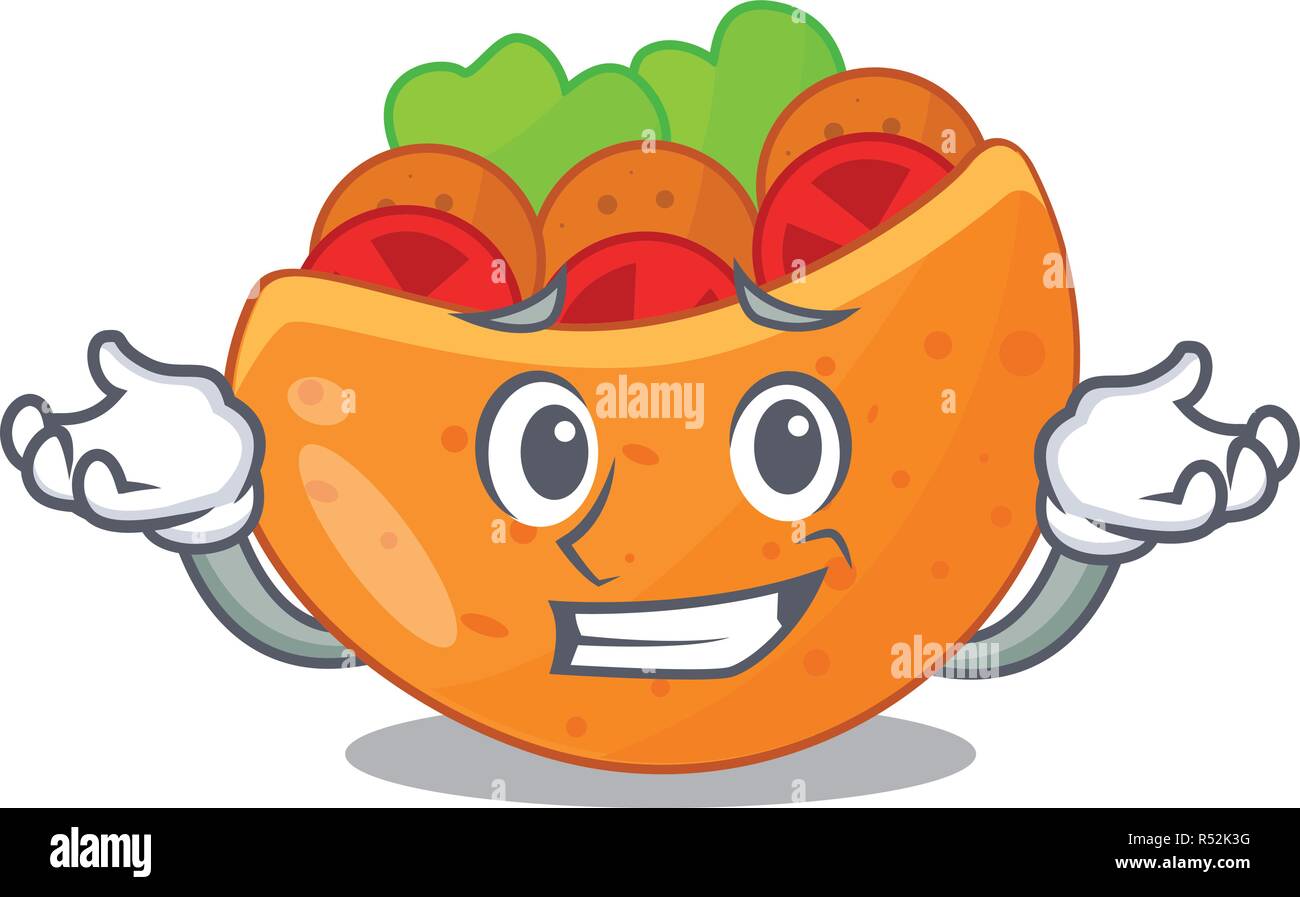 Grinning pita bread sandwiches with grilled character Stock Vector