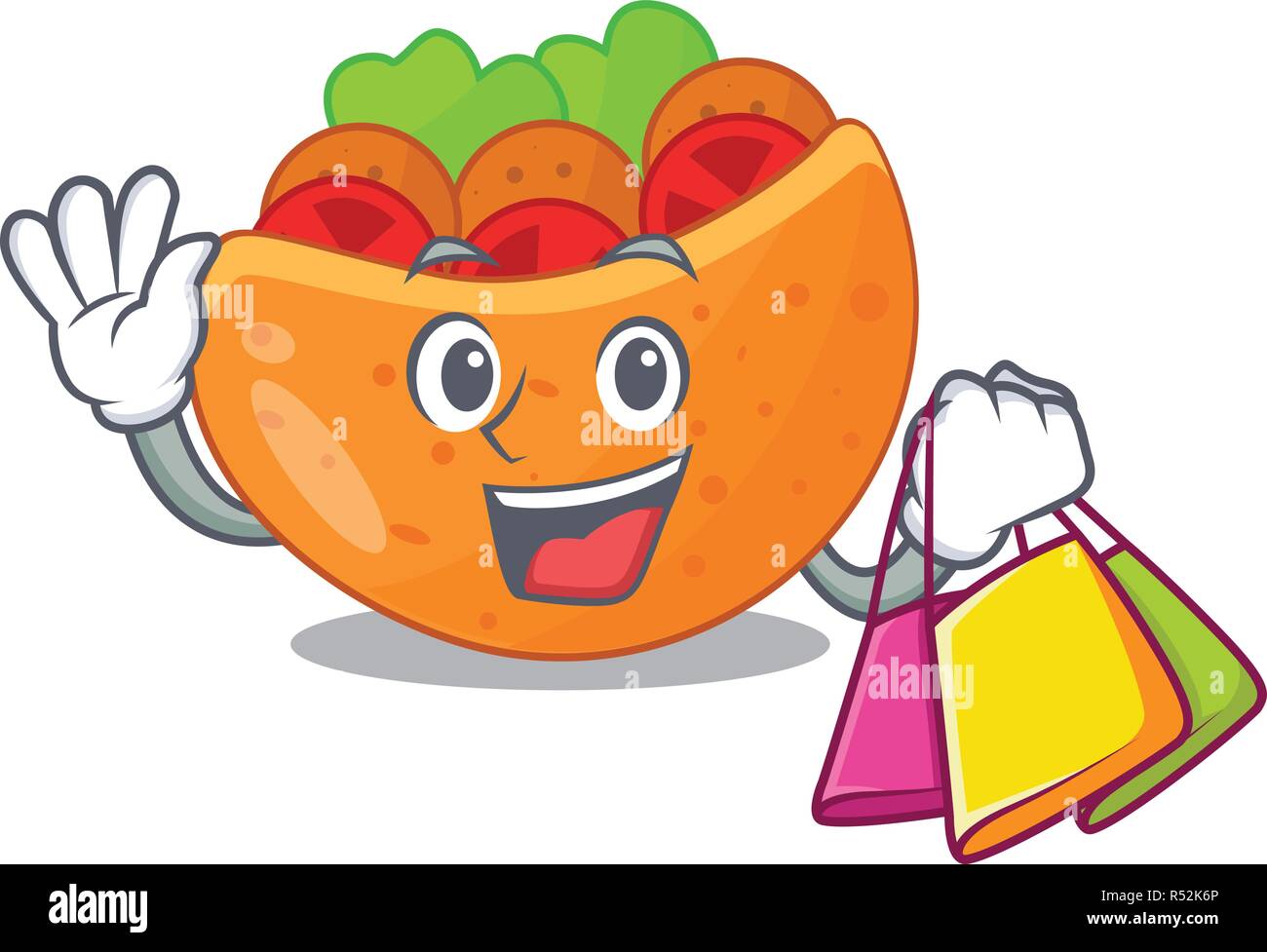 Shopping pita bread sandwiches with grilled character Stock Vector