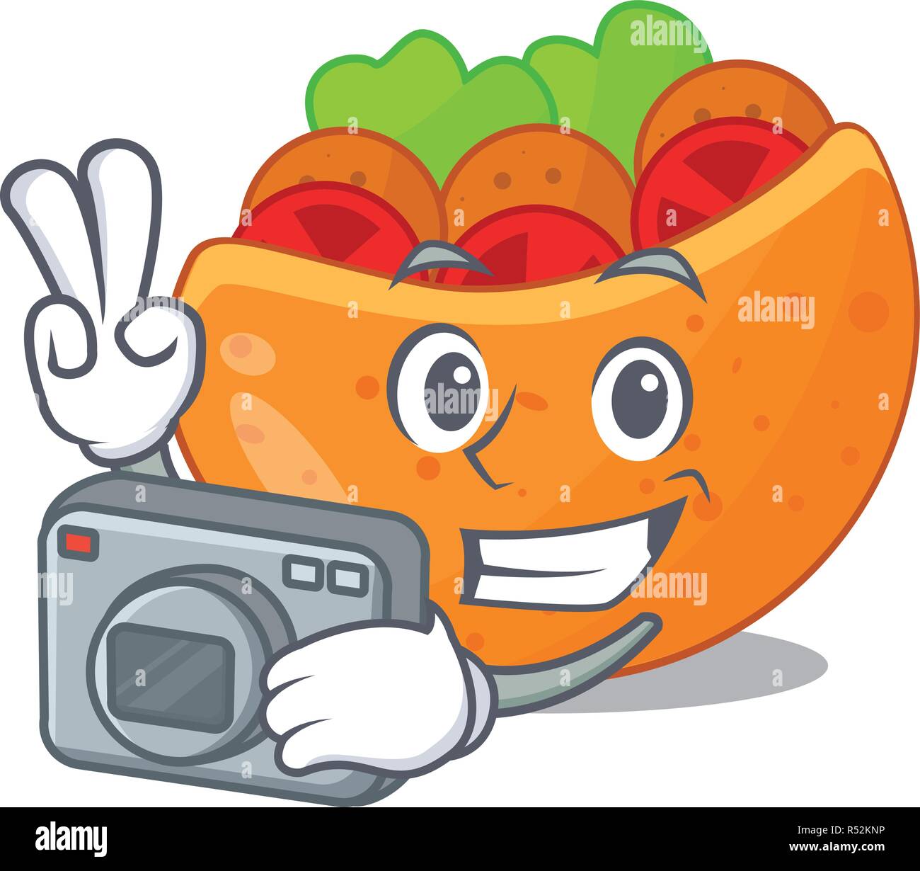 Photographer labneh pita bread with cream kartoon Stock Vector Image