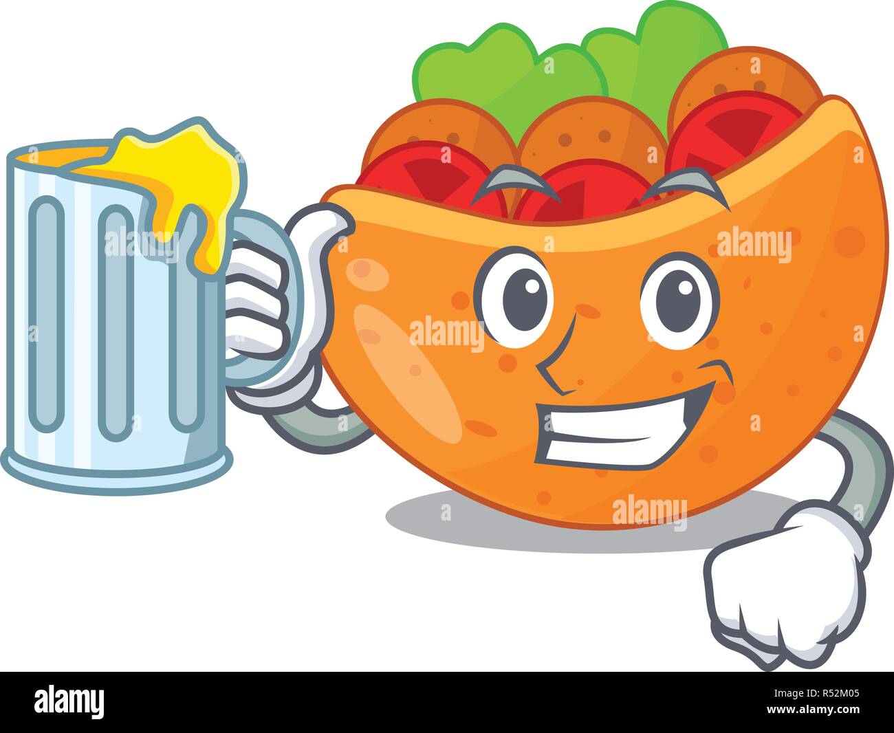 With juice labneh pita bread with cream kartoon Stock Vector Image