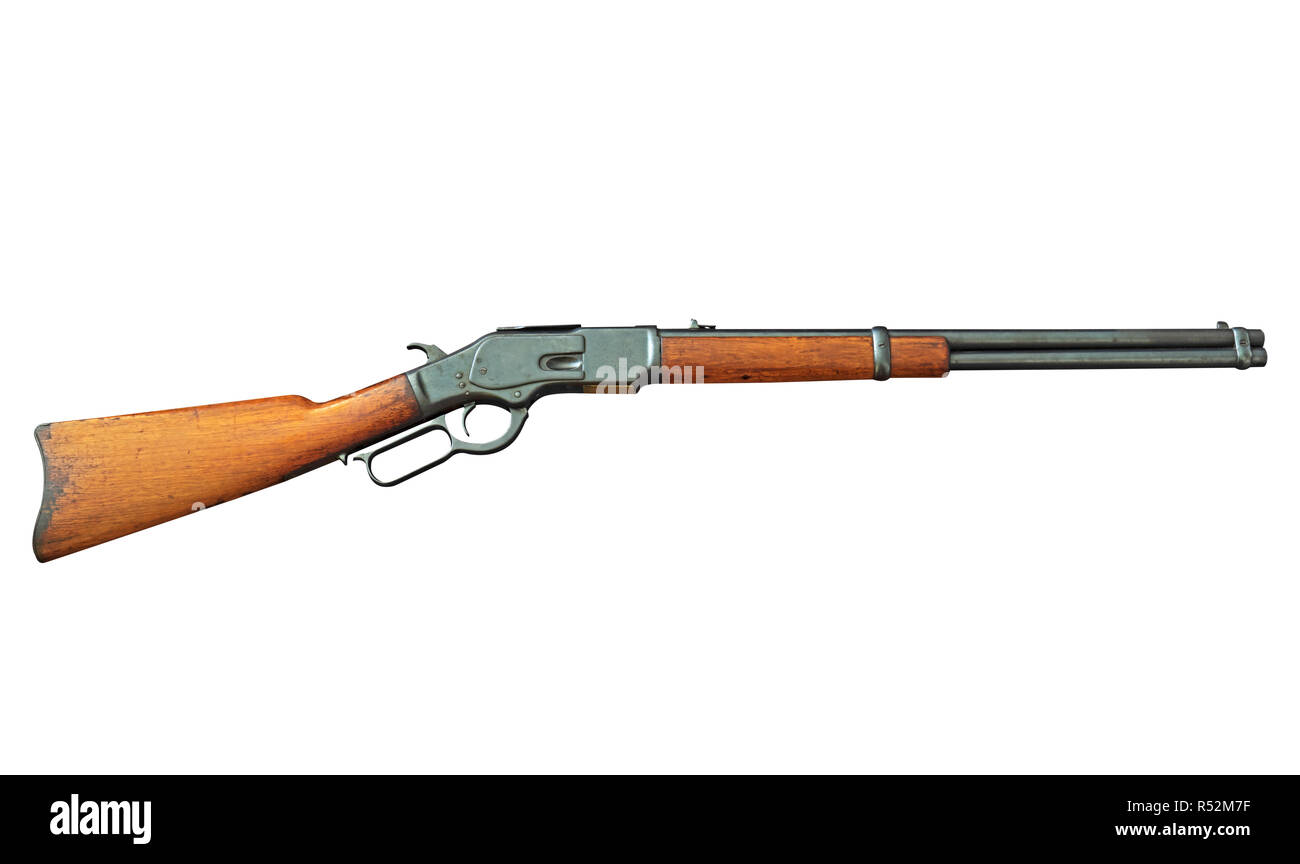 Old Rifle View Closeup Antique Rifle Isolated on White Background, Clipping Path Stock ...
