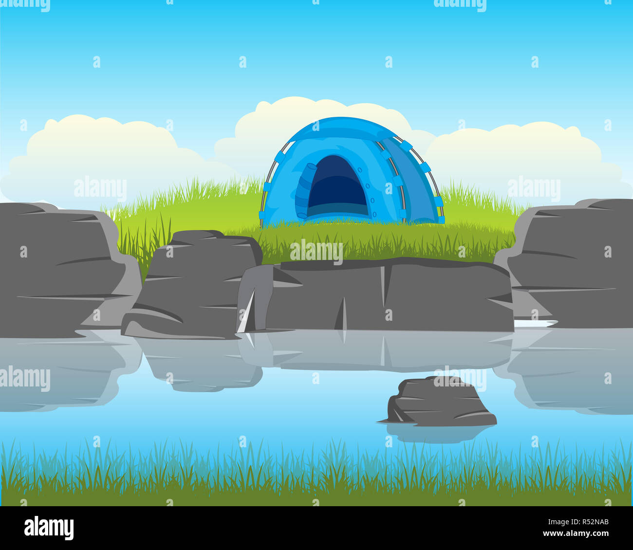 Tent on river Stock Photo - Alamy
