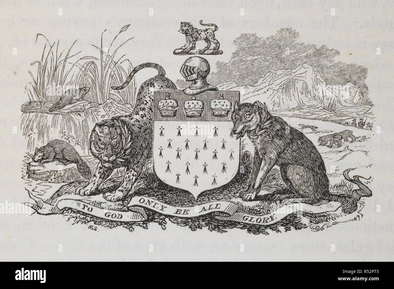 Crest and Motto of the Worshipful Company of Skinners with various animals.  History of the Worshipful Company of Skinners of London, principally  compiled from their own records by William Herbert. London :