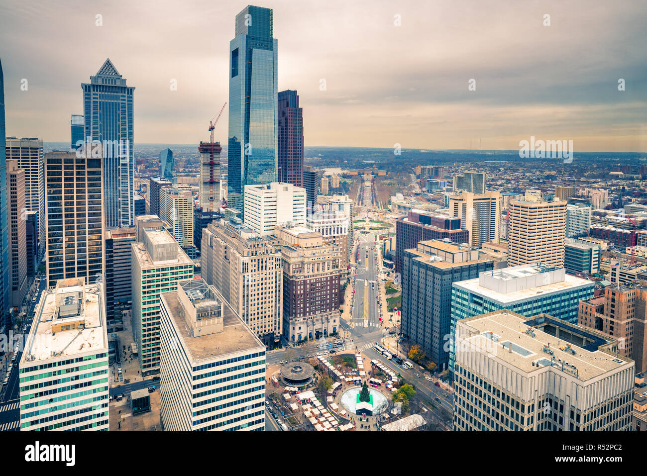 Top view of downtown skyline Philadelphia USA Stock Photo