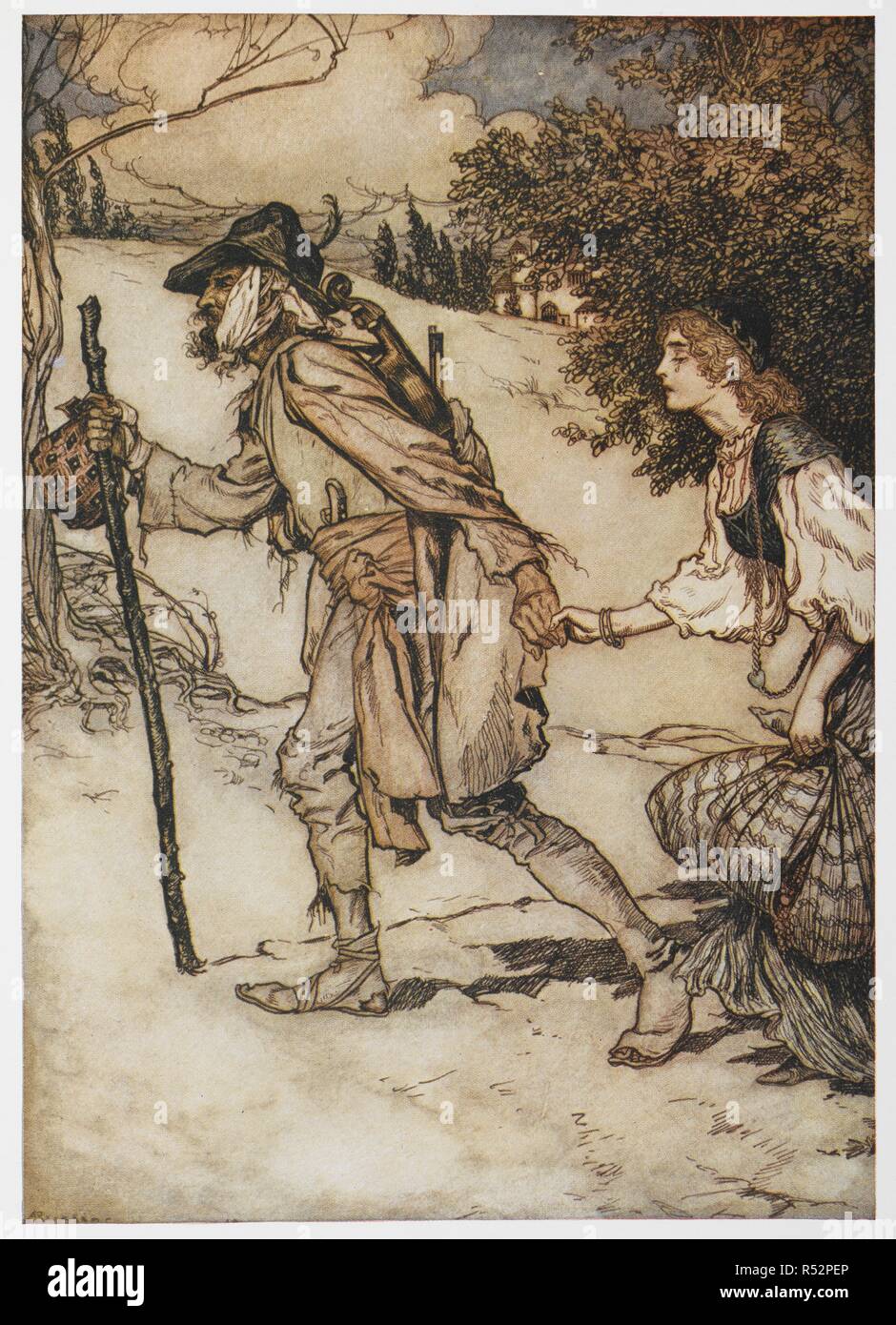 The princess and the wandering musician from King Thrushbeard. Grimm's ...