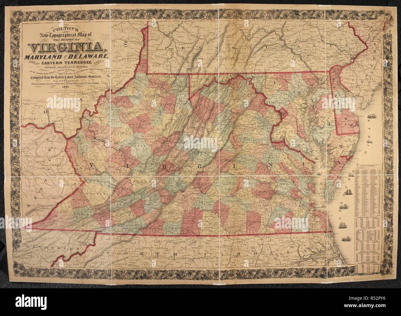 Map Of Virginia And Tennessee A Map Of The Virginia, Maryland And Delaware. Colton's New Topographical Map  Of The States Of Virginia, Maryland And Delaware, Showing Also Eastern  Tennessee And Parts Of Other Adjoining States, All The