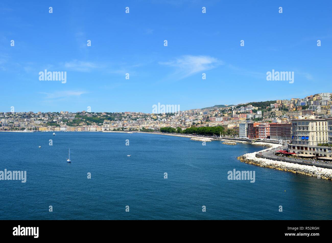 An image of a bright day on the city of Naples, in Italy, which brings out the beauty of the landscape Stock Photo