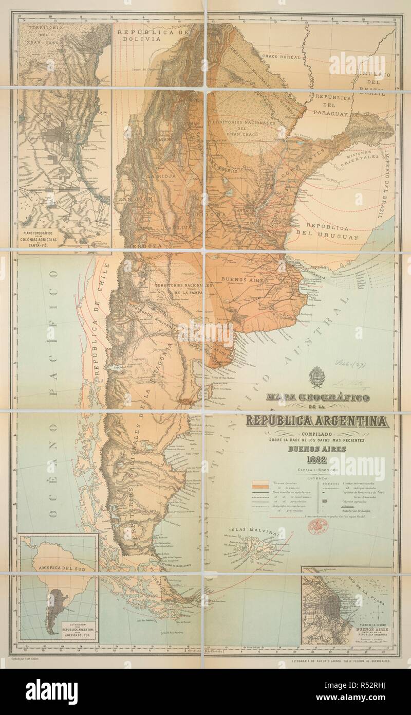 A Map Of Argentina Mapa Geografico De La Repui Blica Argentina Compilado Sobre La Base De Los Datos Mas Recientes Grabado Por Curt Stiller 1882 Escala 1 6 000 000 Text Entitled The