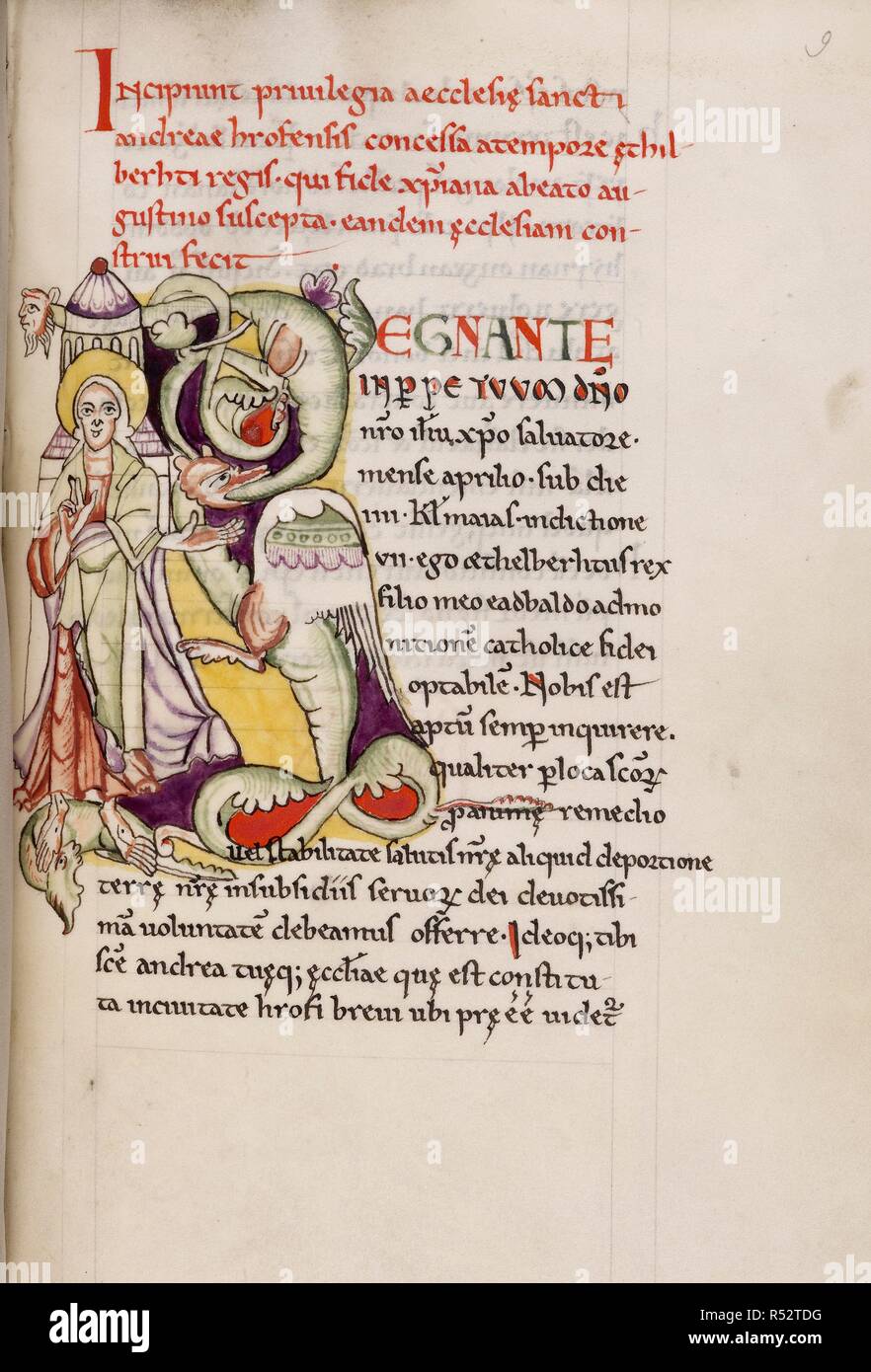 Historiated initial 'R'(egnante) with Christ and a dragon. Excerpts ...