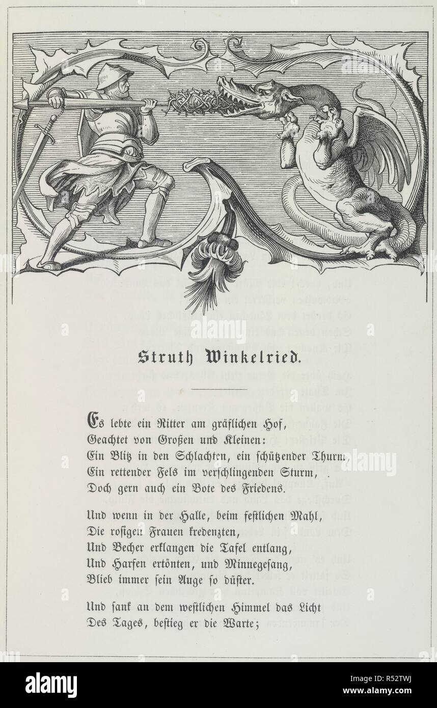 Struth Winkelried. Deutsches Balladenbuch. Mit Holzschnitten nach Zei. Leipzig, 1852. Source: 11521.g.1, 93. Language: German. Stock Photo