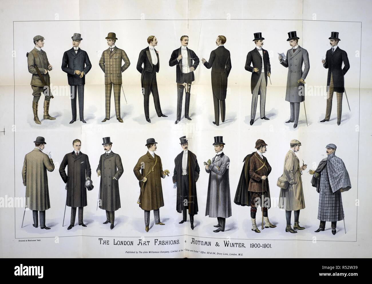 The London art fashions. A gallery showing men's outfits. . London Art  Fashion Journal. London, 1900-01. Source: London Art Fashion Journal.  Autumn and Winter, 1900-01 Stock Photo - Alamy