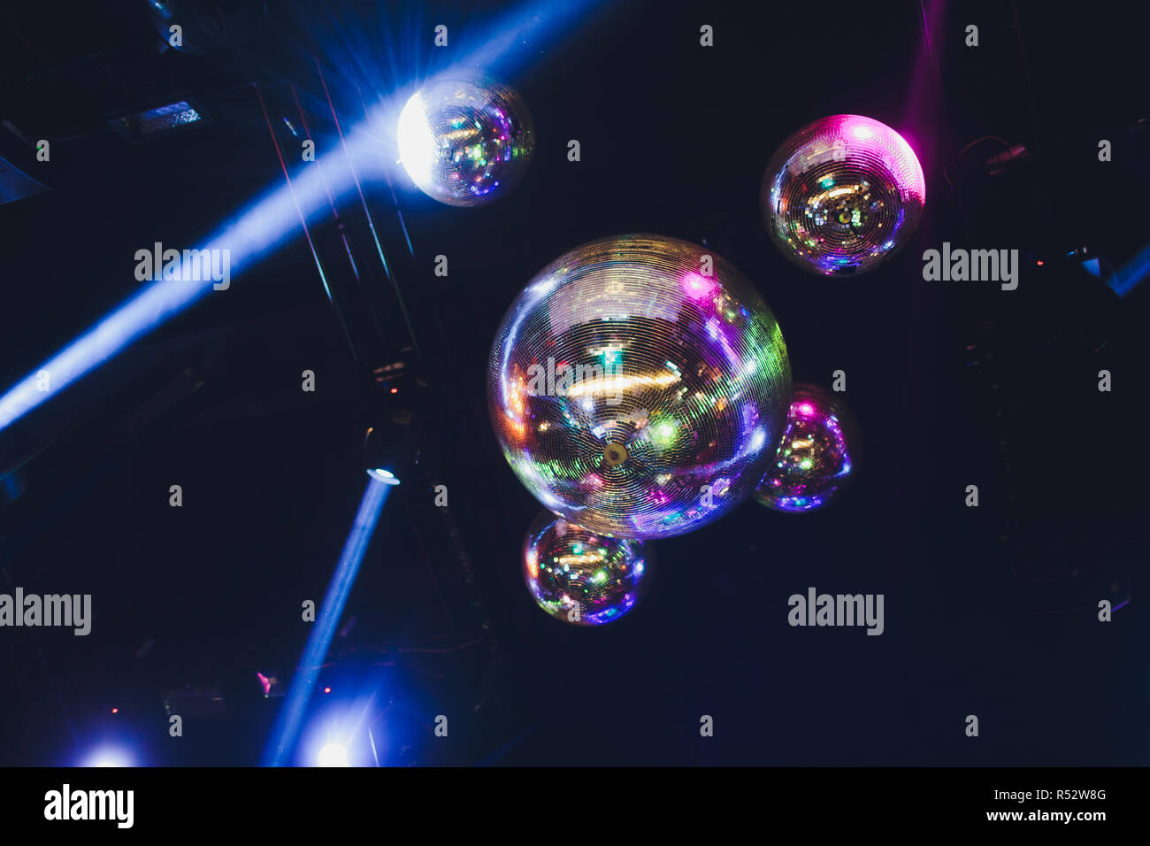 Disco light show, Stage lights with laser Stock Photo Alamy