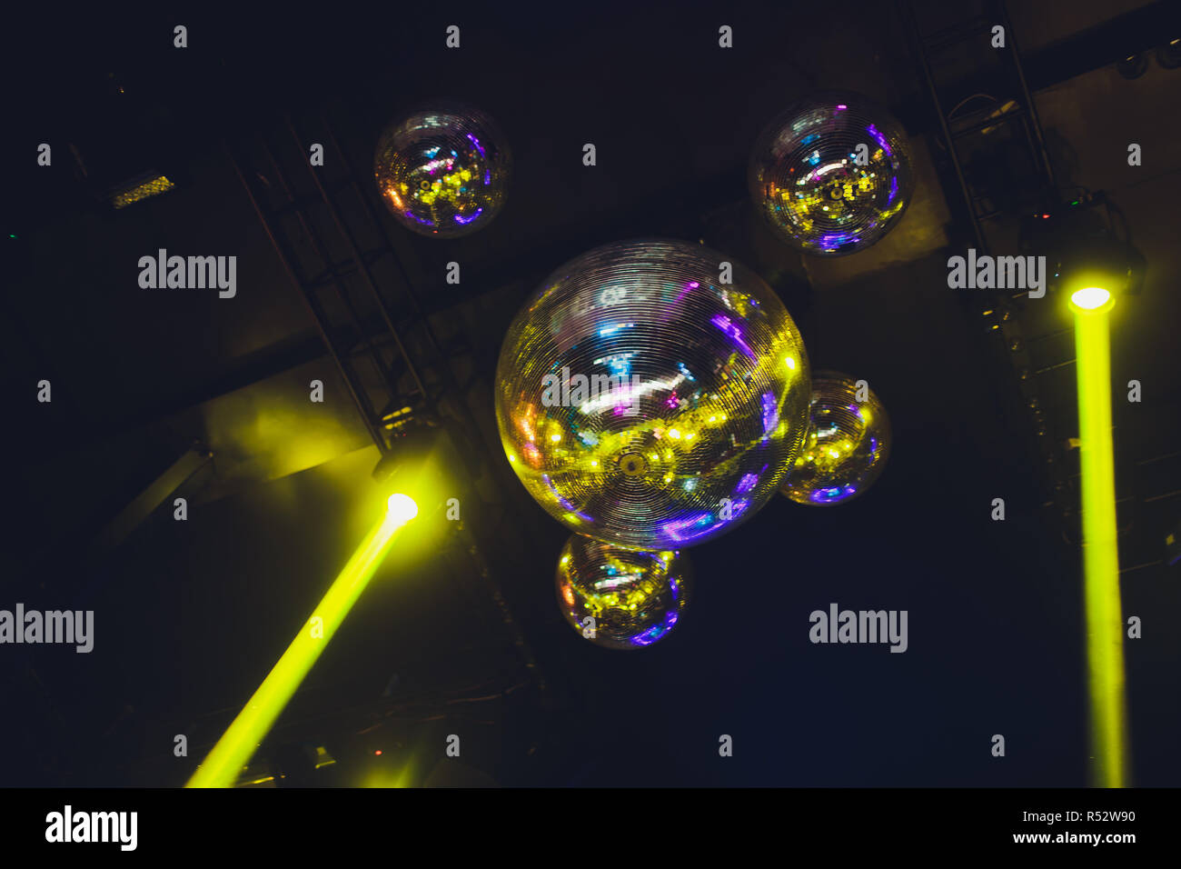 Disco light show, Stage lights with laser Stock Photo Alamy