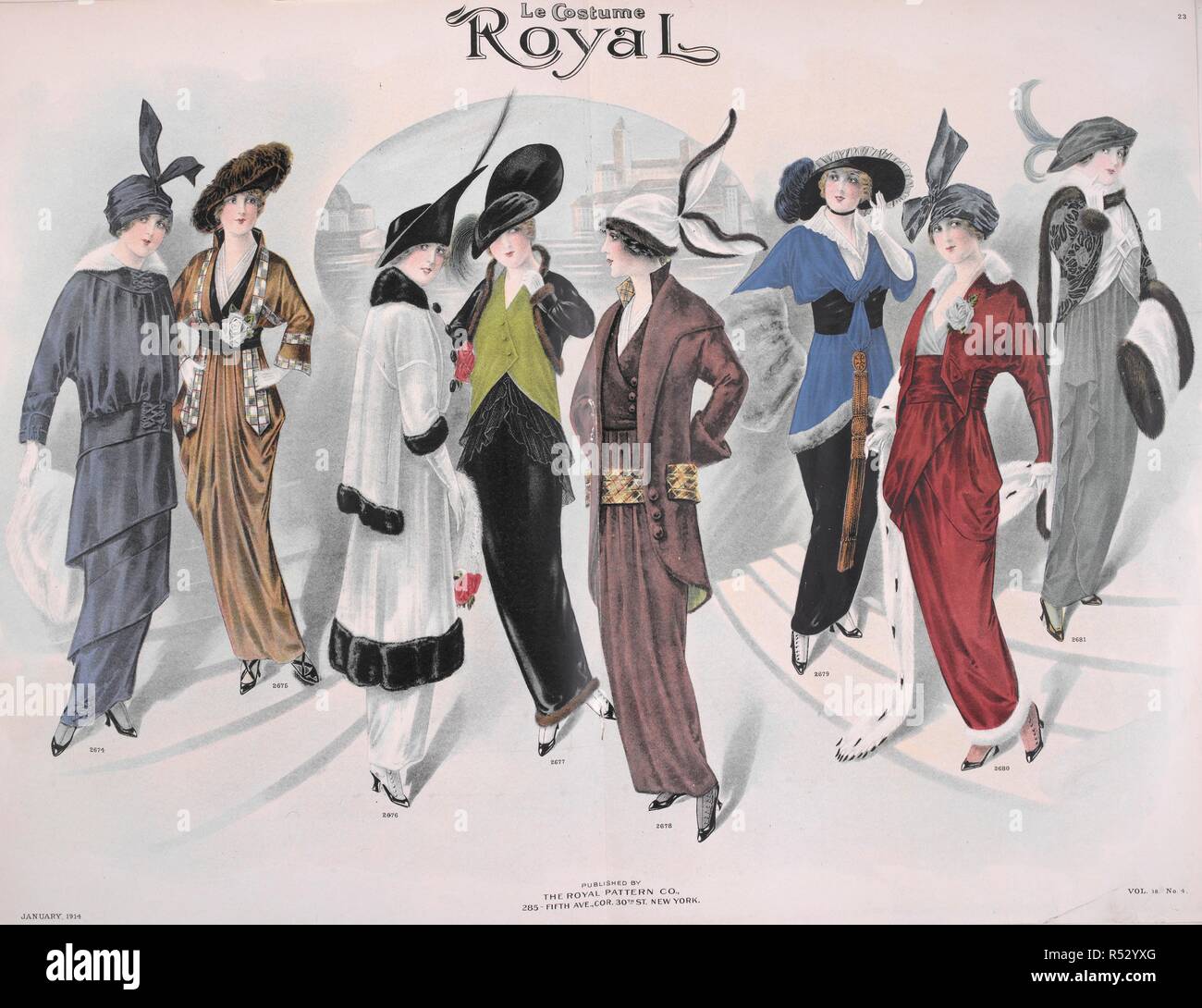 Fashion plate showing women's clothing. Le costume royal. New York ...