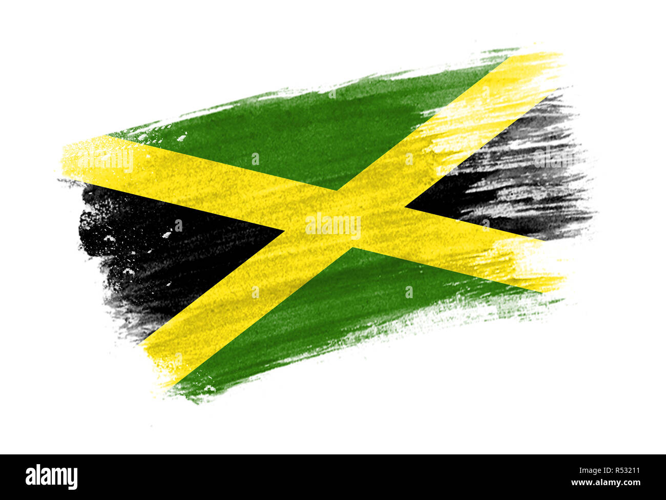 brush painted flag Jamaica. Hand drawn style flag of Jamaica Stock