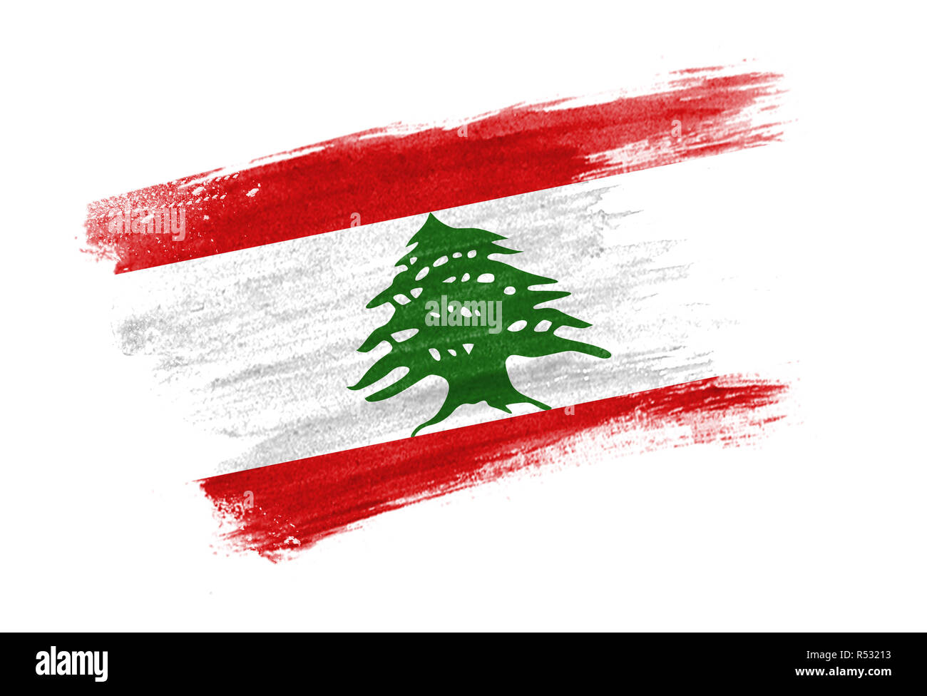 brush painted flag Lebanon. Hand drawn style flag of Lebanon Stock