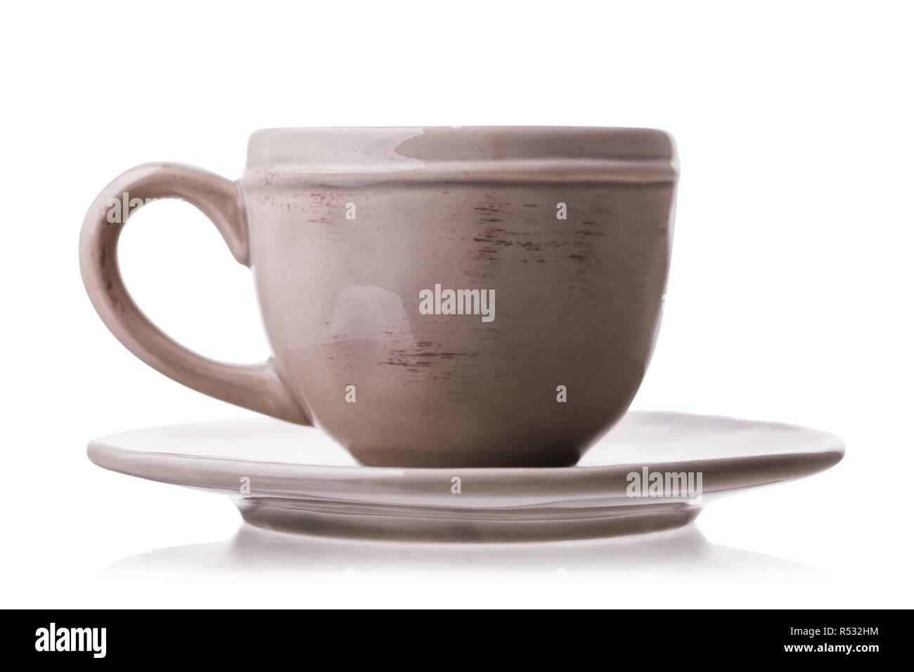 Ceramic cup with saucer isolated on white background Stock Photo