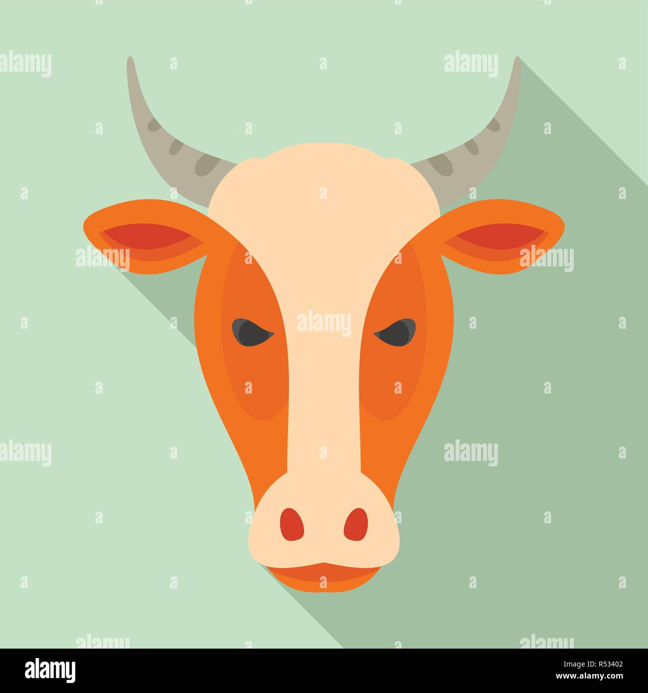 Farm cow head icon. Flat illustration of farm cow head vector icon for ...