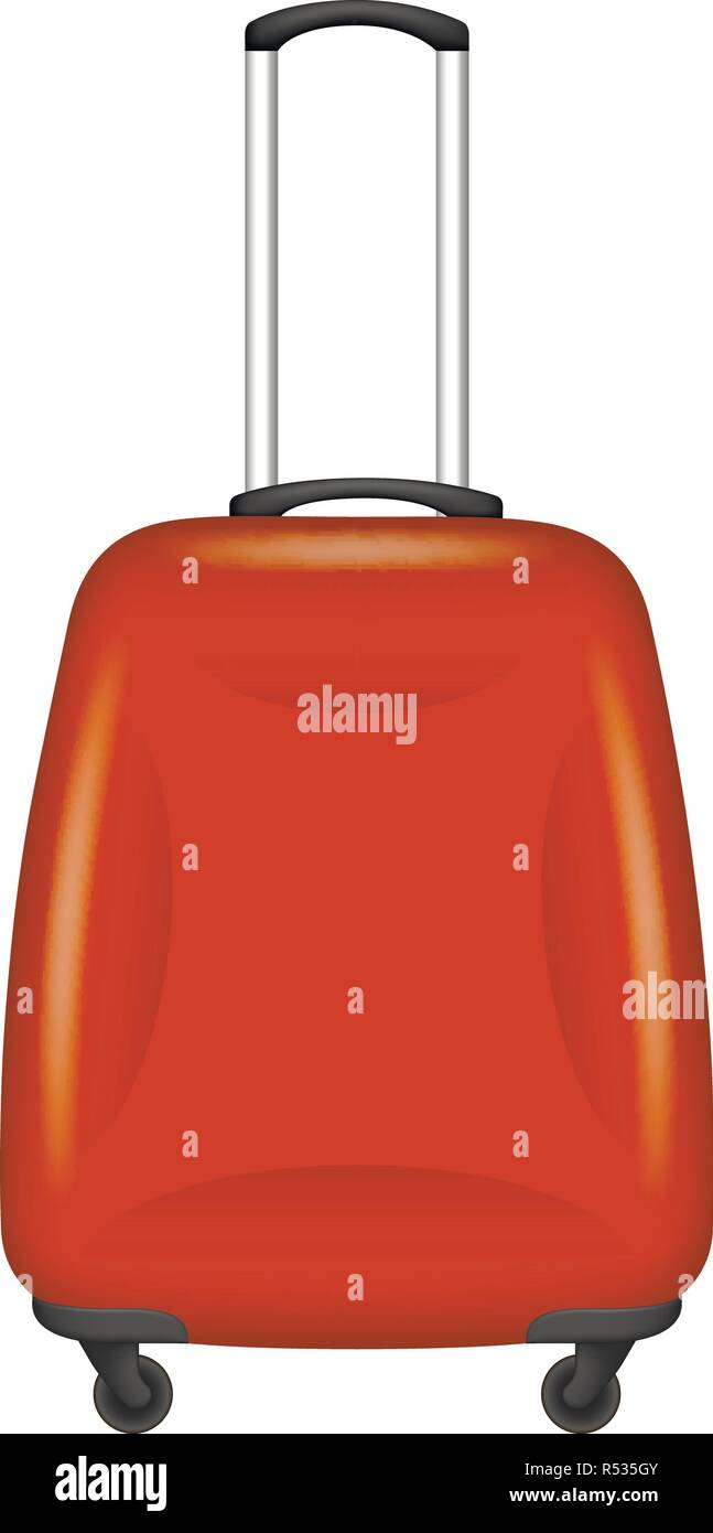Orange travel bag icon. Realistic illustration of orange travel bag