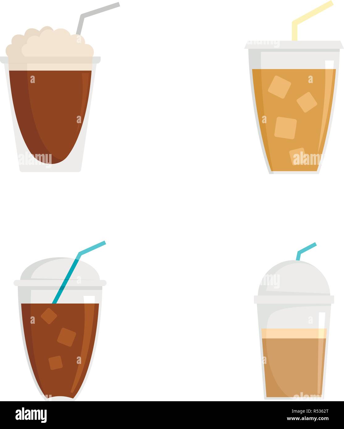 Latte ice coffee recipe in disposable plastic cup Vector Image