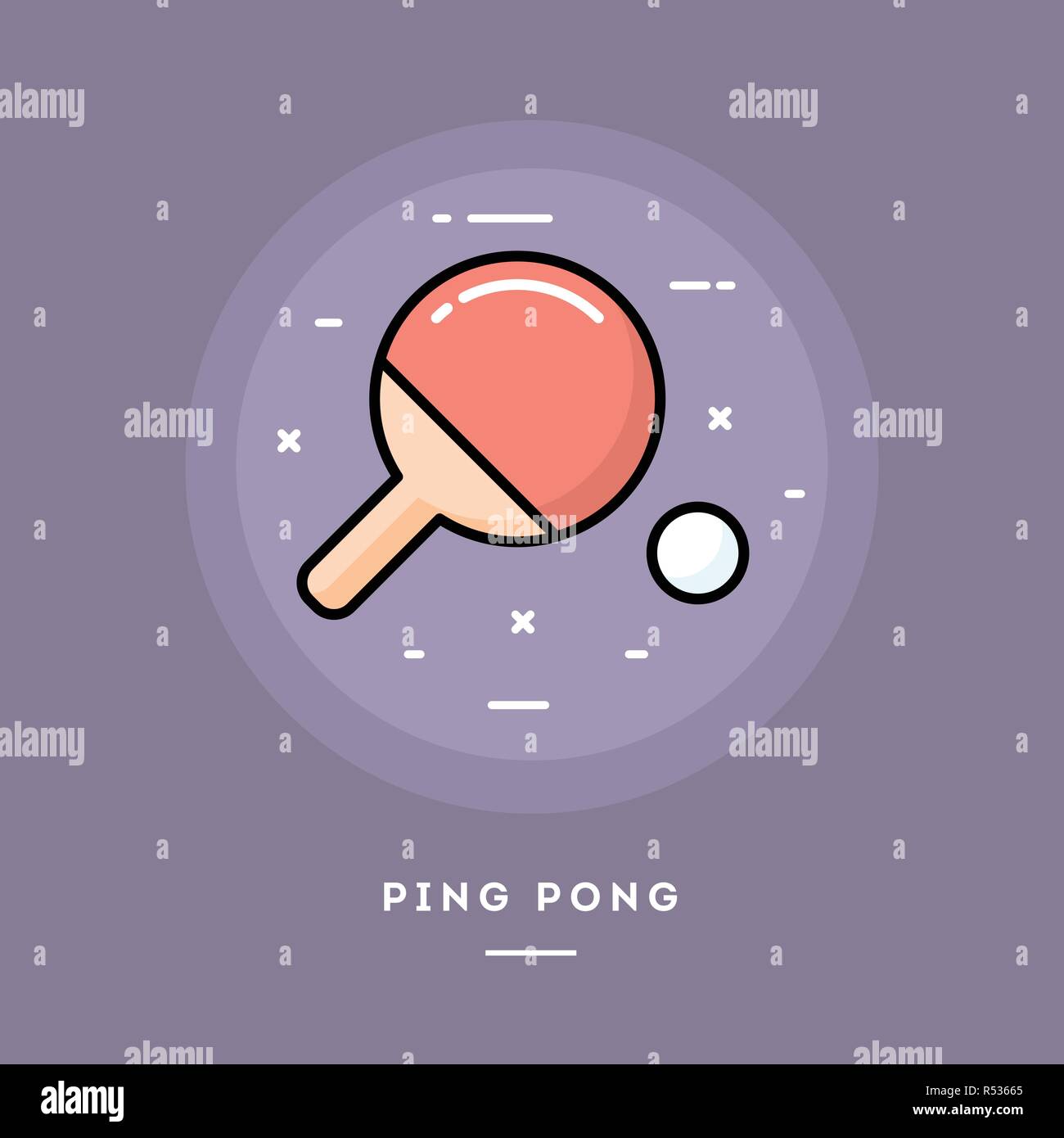 Ping pong, flat design thin line banner, vector illustration Stock Vector