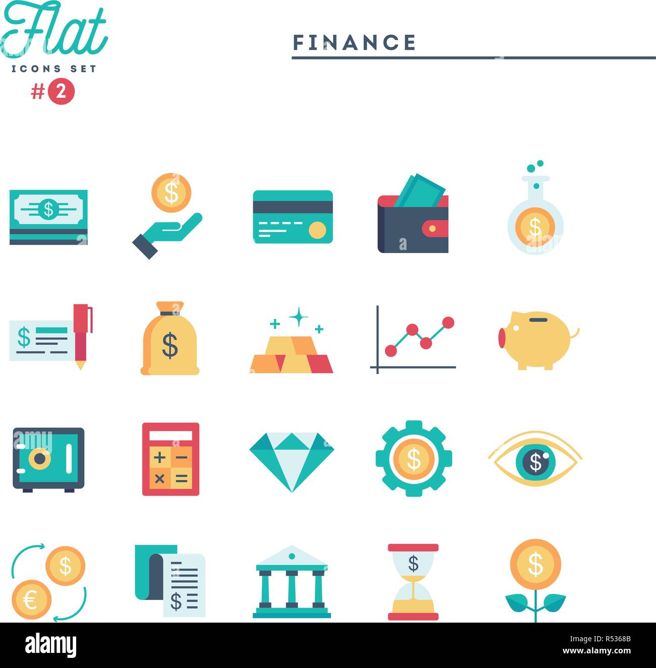 Finance, money, banking and more, flat icons set Stock Vector Image ...
