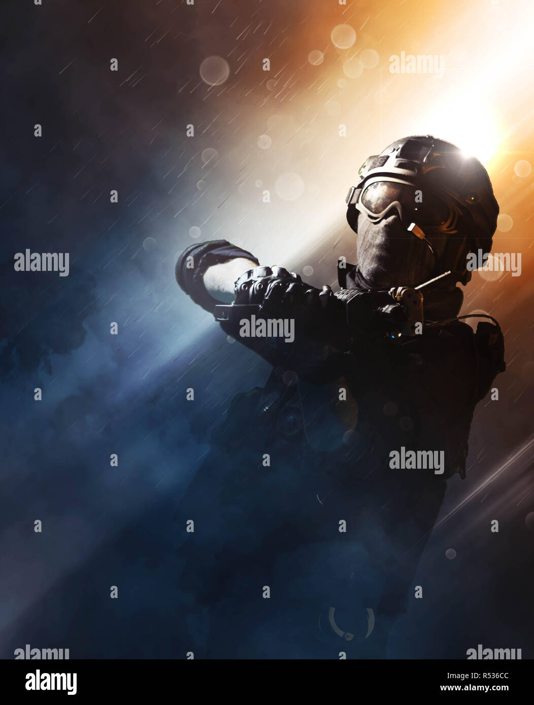 special forces soldier police, swat team member Stock Photo
