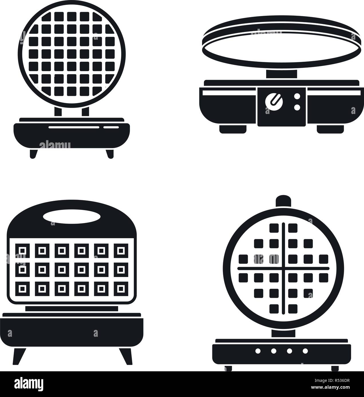 Belgian waffleiron icon set. Simple set of belgian waffleiron vector icons for web design on
