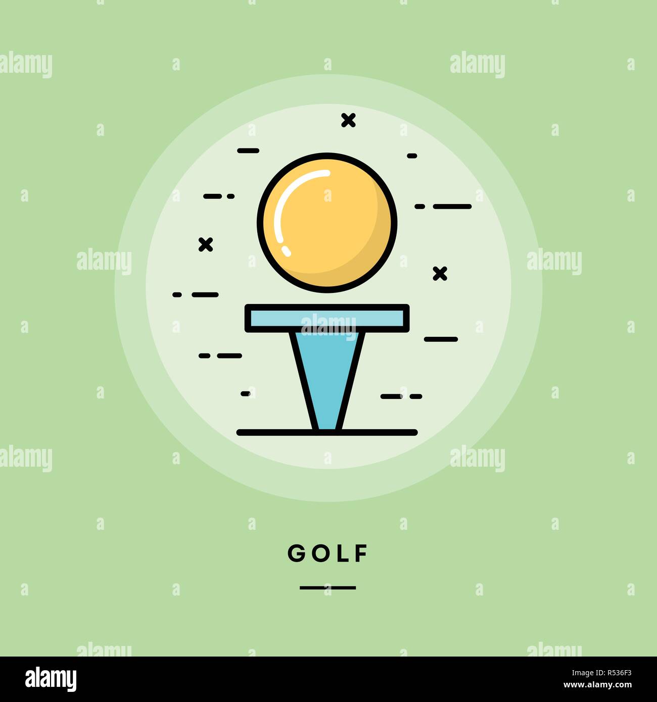 Golf, flat design thin line banner, vector illustration Stock Vector