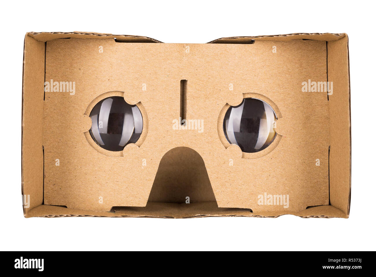 Cardboard virtual reality glasses isolated on a white background Stock Photo