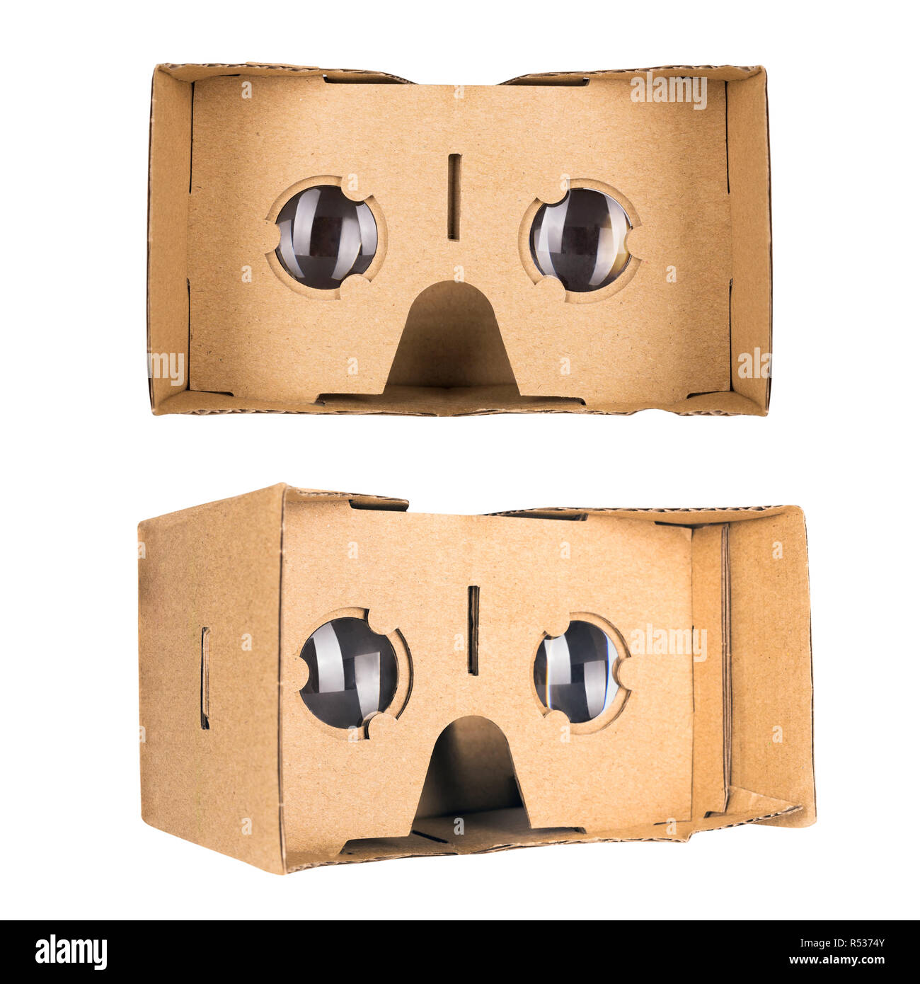Set of two cardboard virtual reality glasses isolated on a white Stock Photo