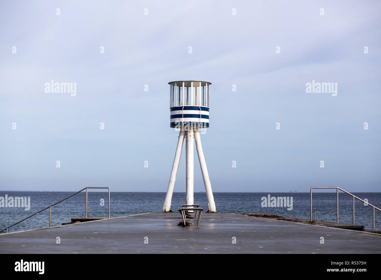 Lifeguard Tower at Bellevue Beach in Copenhagen, Denmark Stock Photo