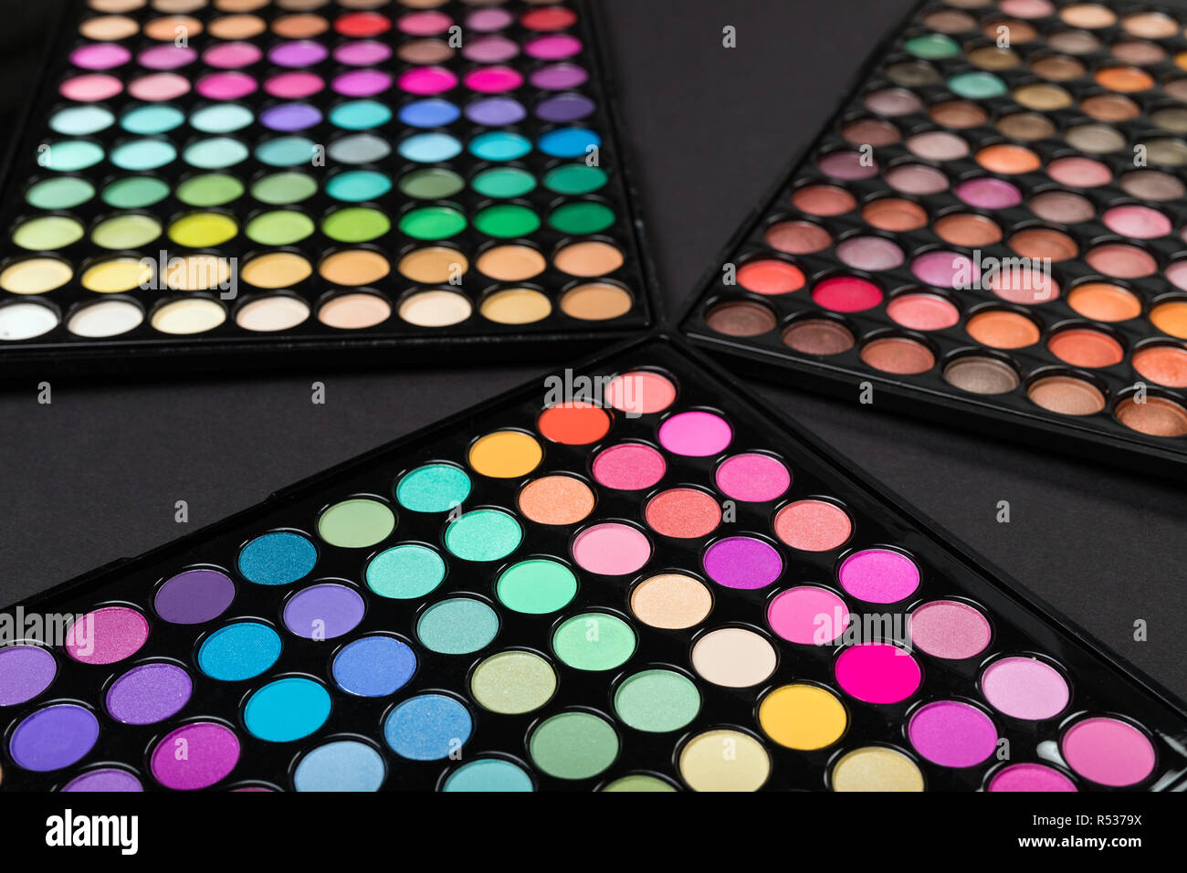 Make-up eyshadow palettes on a black background Stock Photo