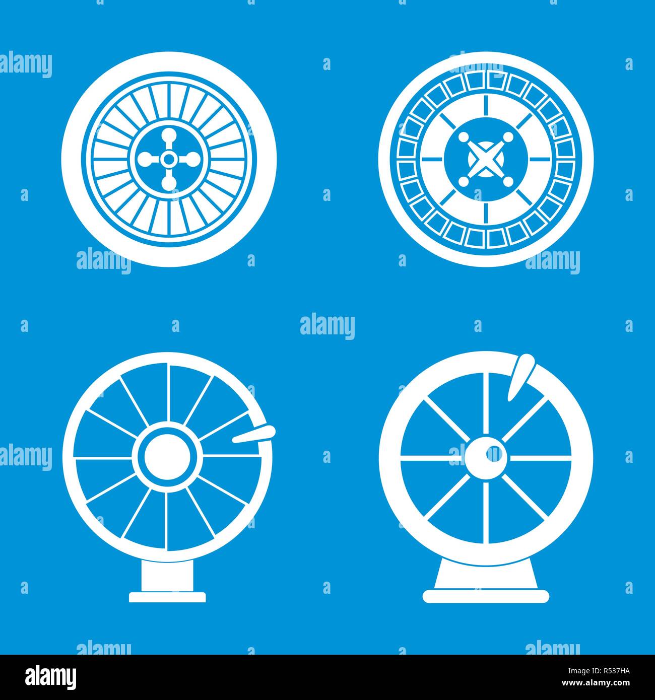 Roulette wheel fortune icons set. Simple illustration of 4 roulette