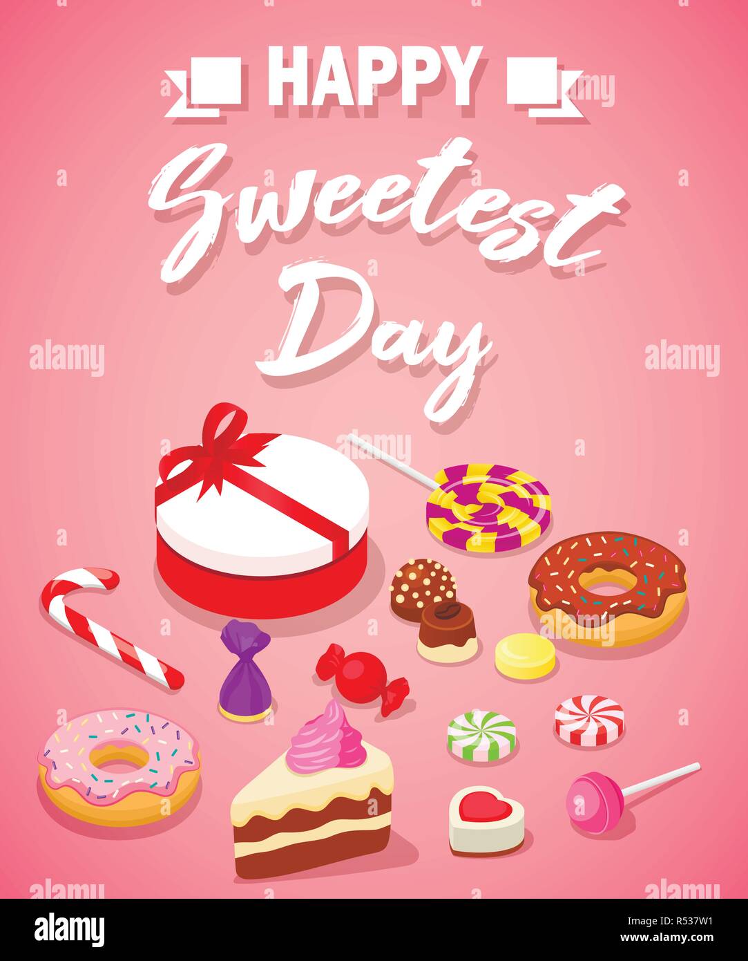 Sweetest day concept background. Isometric illustration of sweetest day
