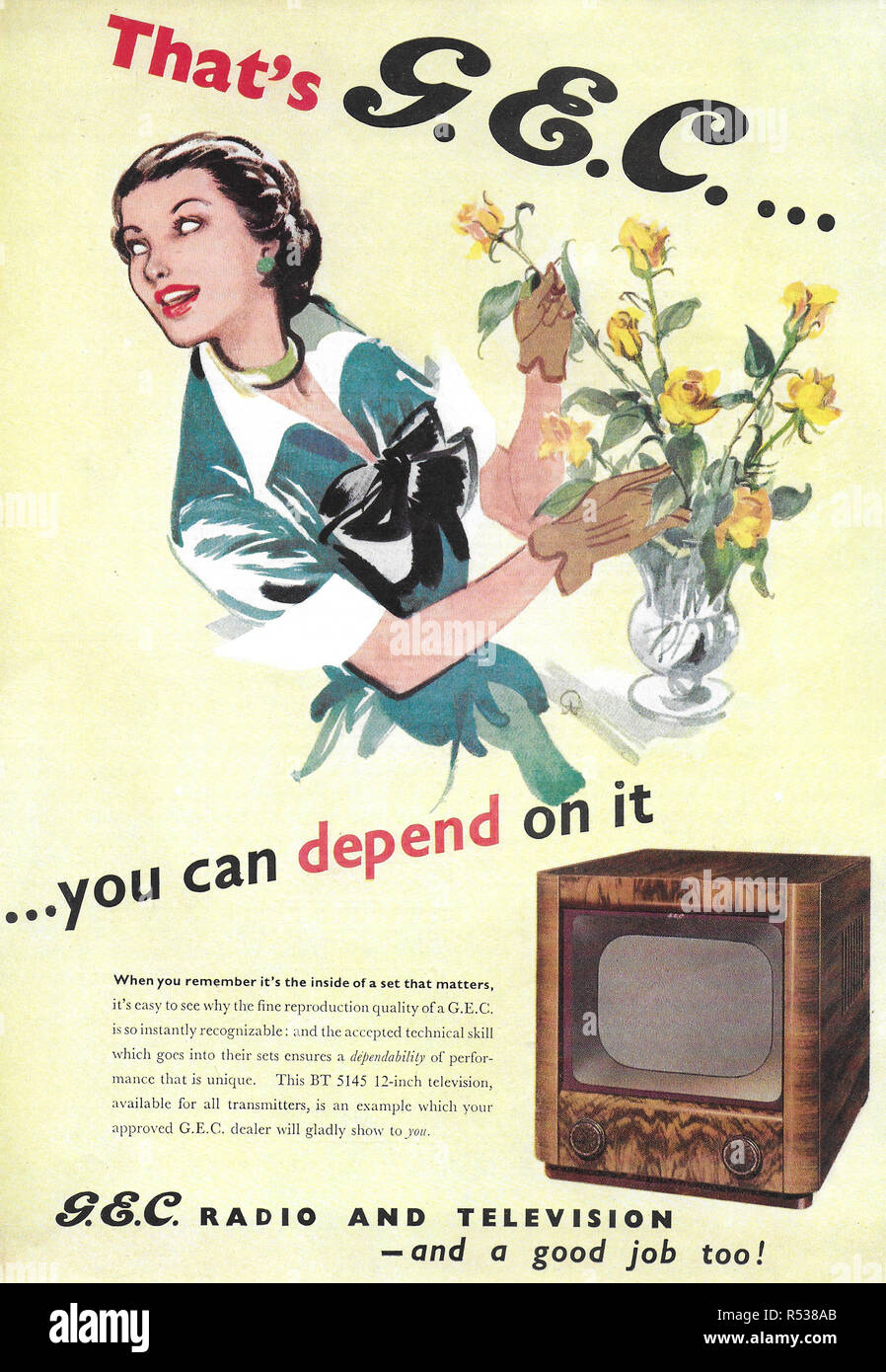 GEC radio and television TV advert advertising in Country Life magazine UK 1951 Stock Photo