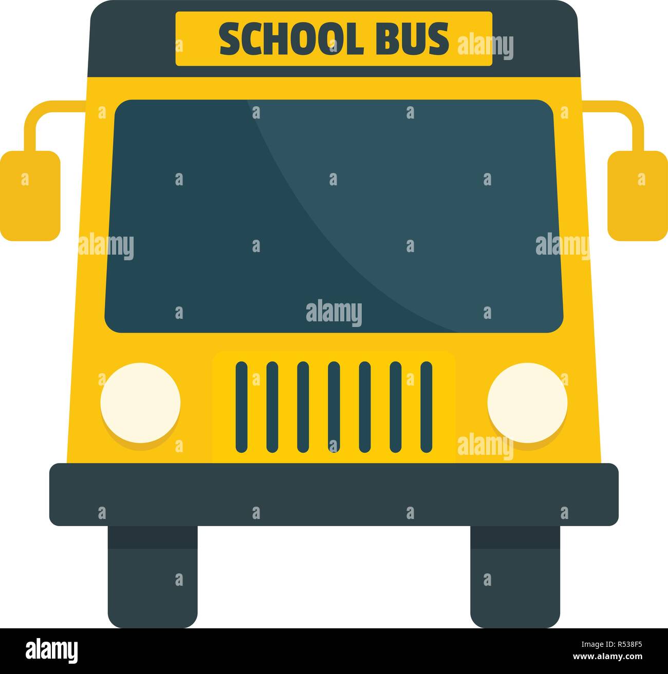 Yellow school mini bus icon. Flat illustration of yellow school mini bus vector icon for web design Stock Vector