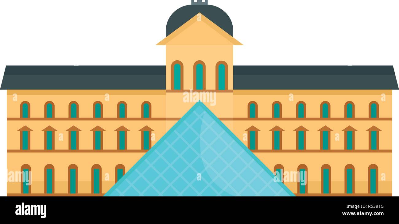 Central paris building museum icon. Flat illustration of central paris building museum vector icon for web design Stock Vector