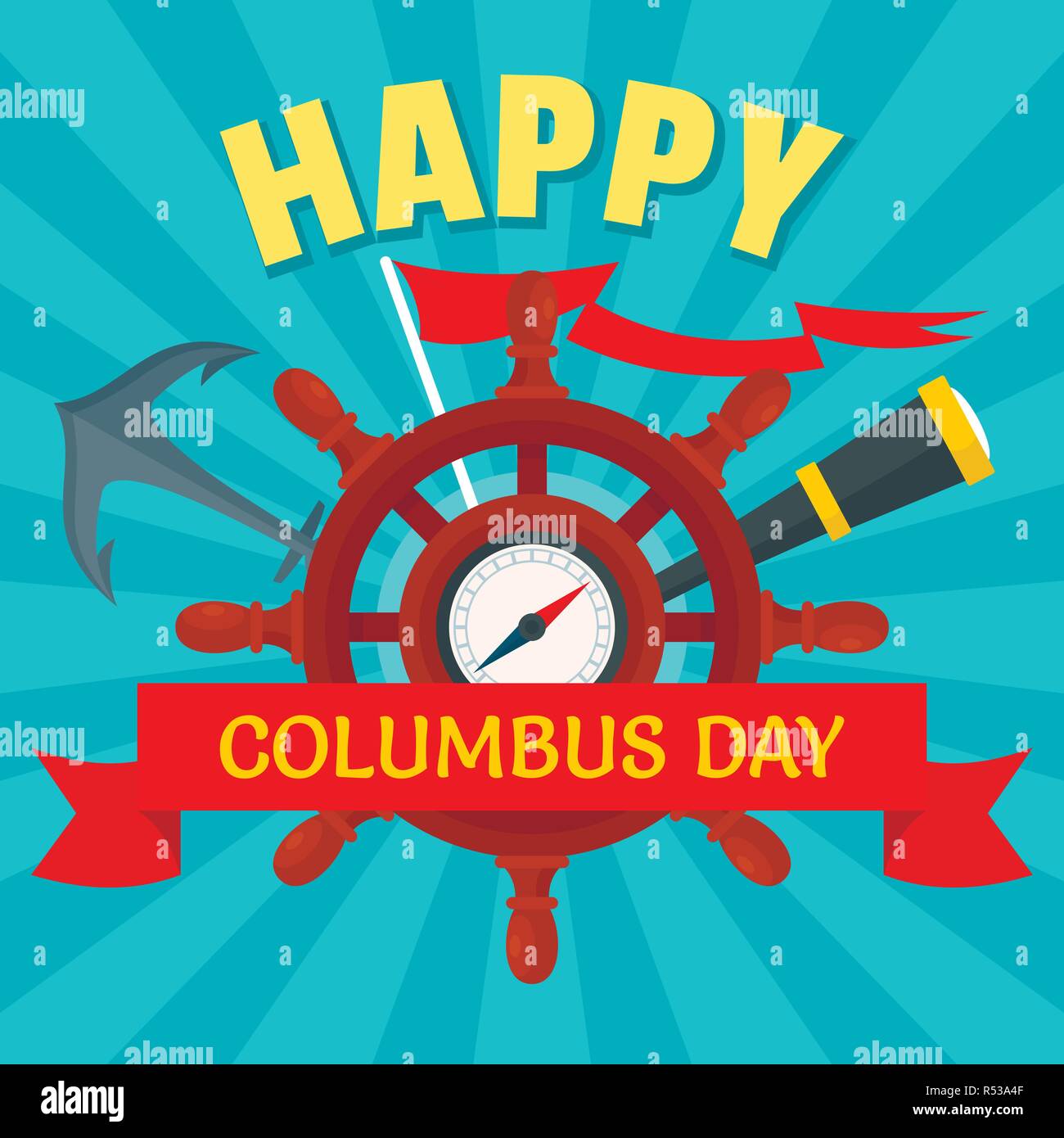 October columbus day concept background. Flat illustration of october