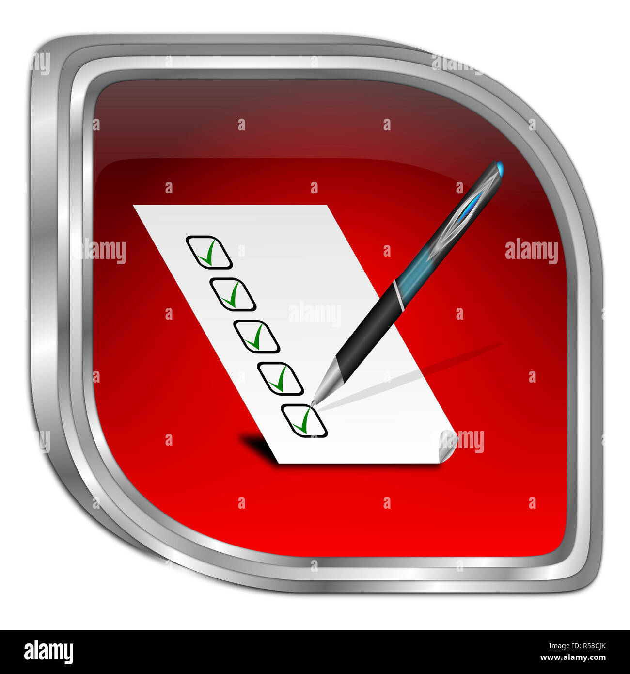 red Button with check list - 3D illustration Stock Photo - Alamy