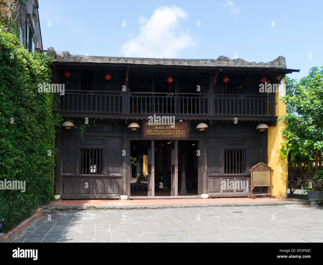 Hoi An Museum of Folklore with artifacts depicting daily local life of the past on display in a 150-year-old Chinese trading house Stock Photo