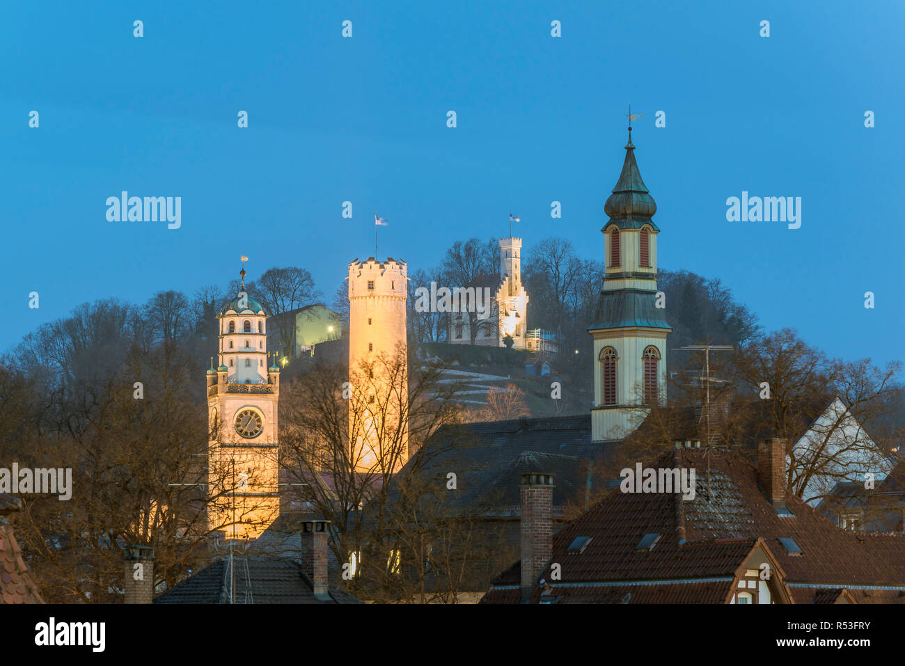 luminous towers of ravensburg Stock Photo