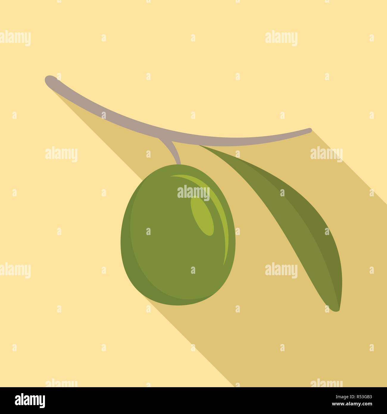 Green olive icon. Flat illustration of green olive vector icon for web