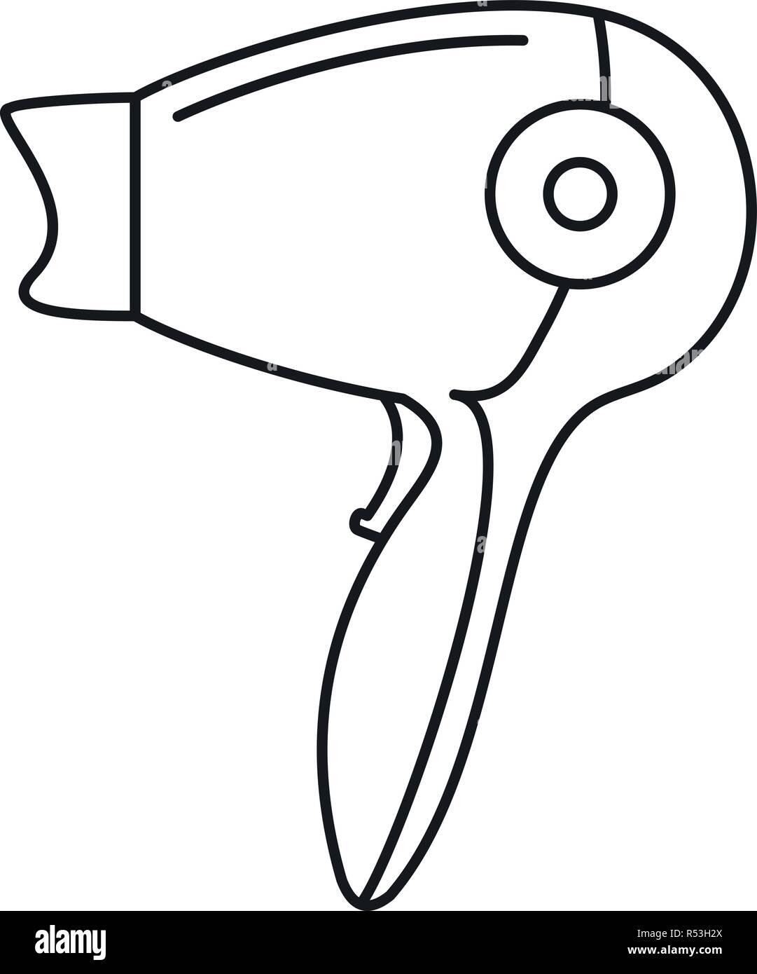 Hot hair dryer icon. Outline hot hair dryer vector icon for web design