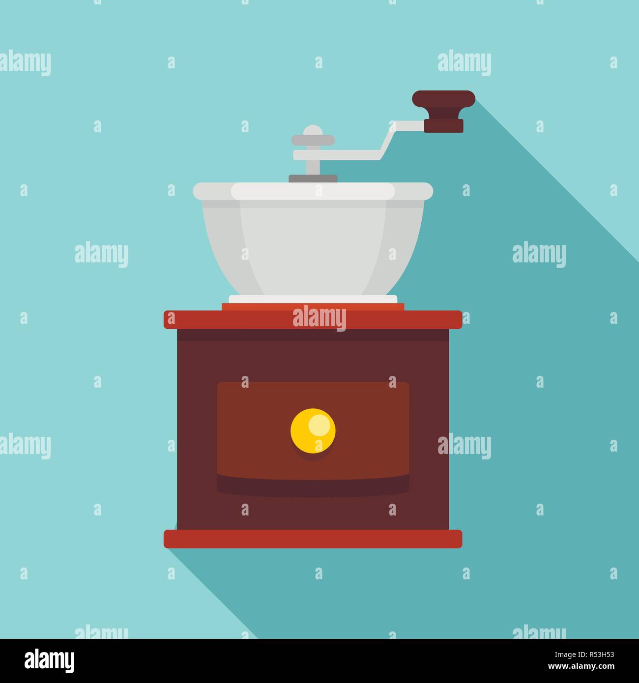 Hand coffee grinder icon. Flat illustration of hand coffee grinder
