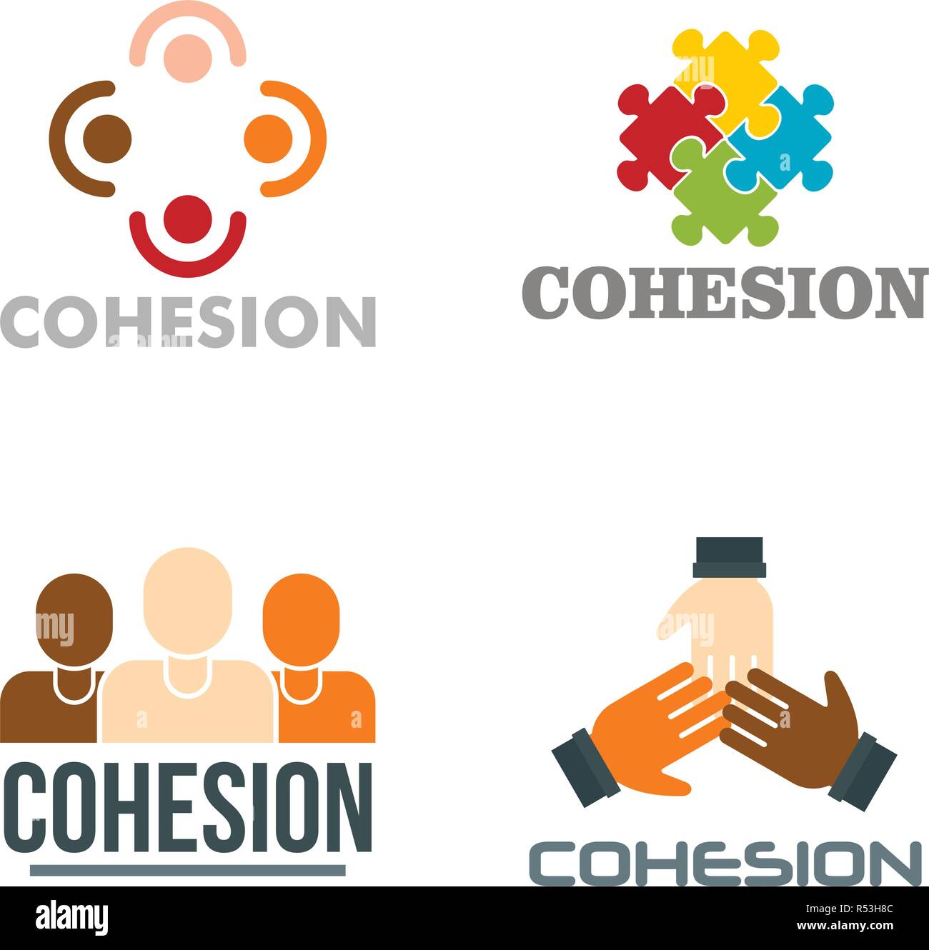 Cohesion logo set. Flat set of cohesion vector logo for web design Stock Vector