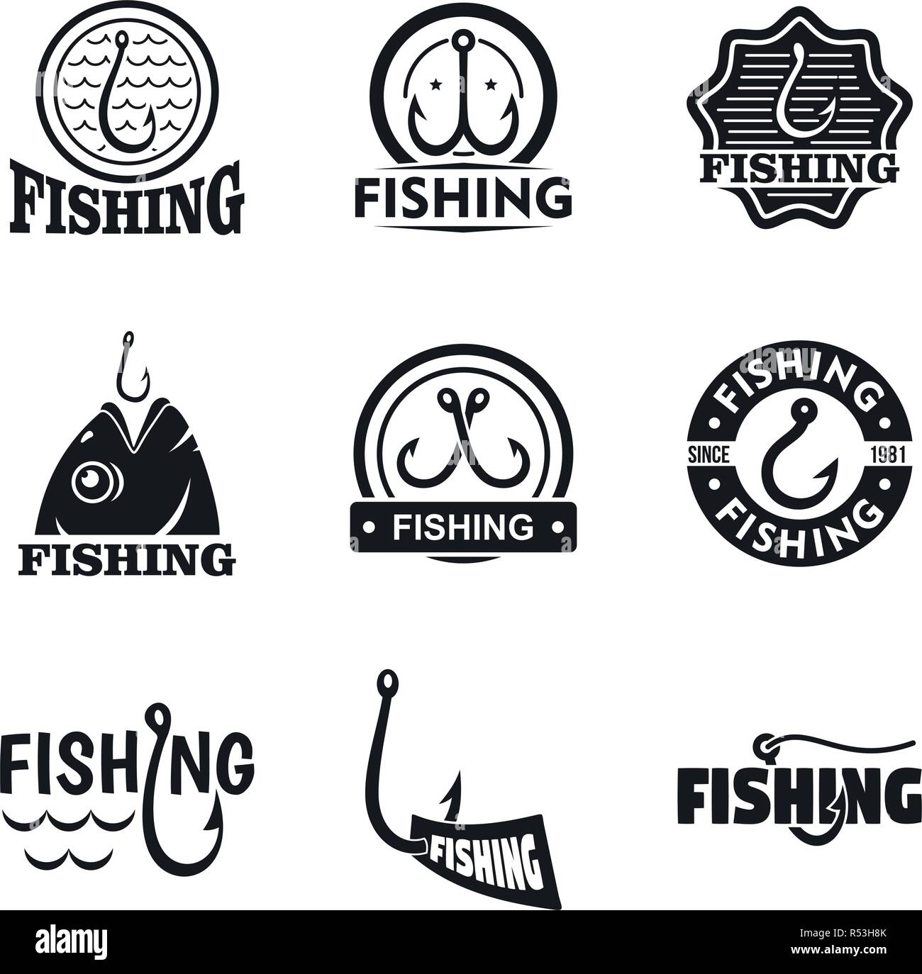 Fishing hook logo set. Simple set of fishing hook vector logo for web  design on white background Stock Vector Image & Art - Alamy