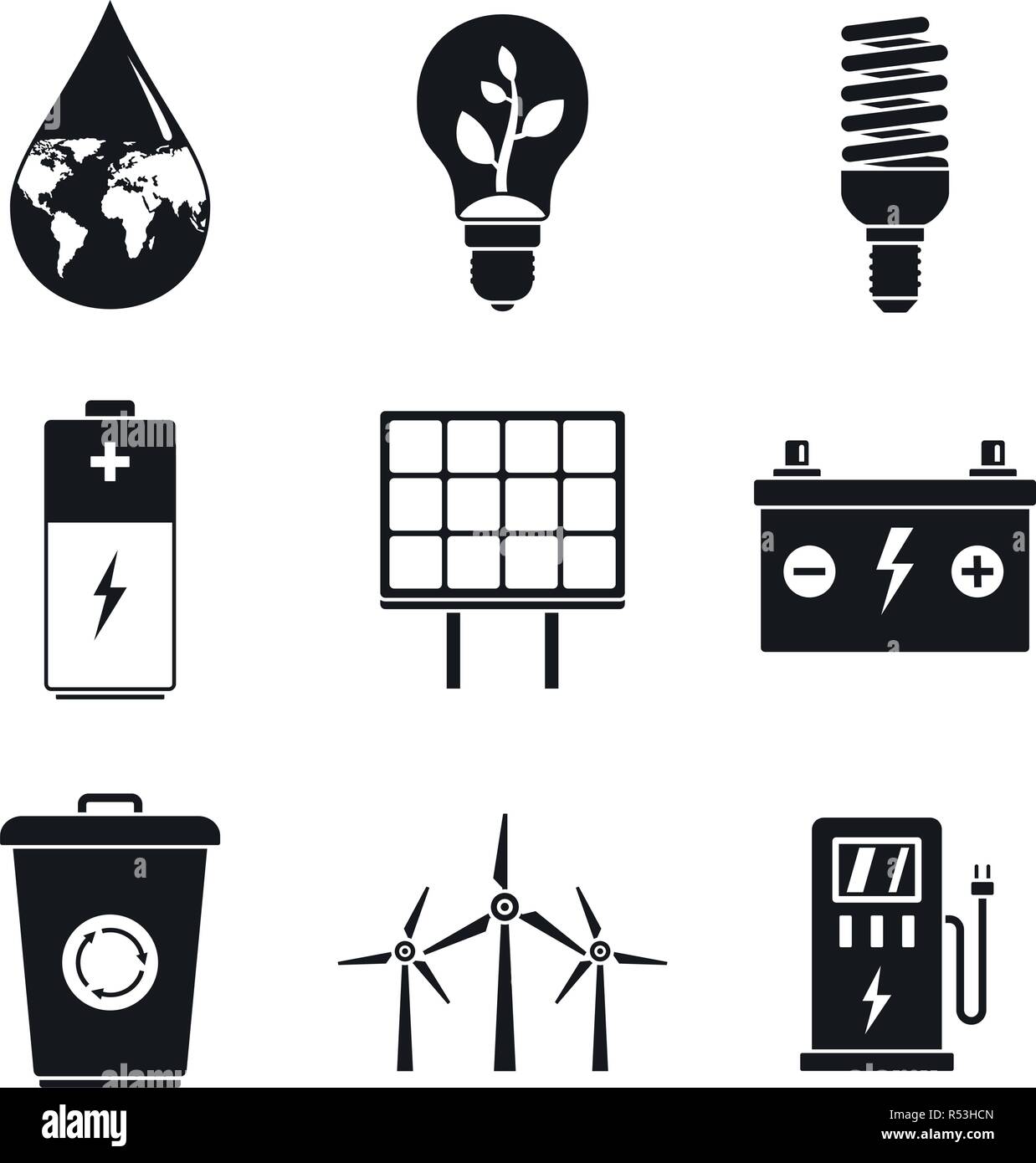 Energy saving day icon set. Simple set of energy saving day vector icons for web design on white