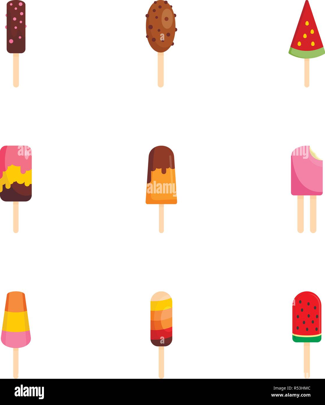 Ice cream icon set. Flat set of 9 ice cream vector icons for web design ...