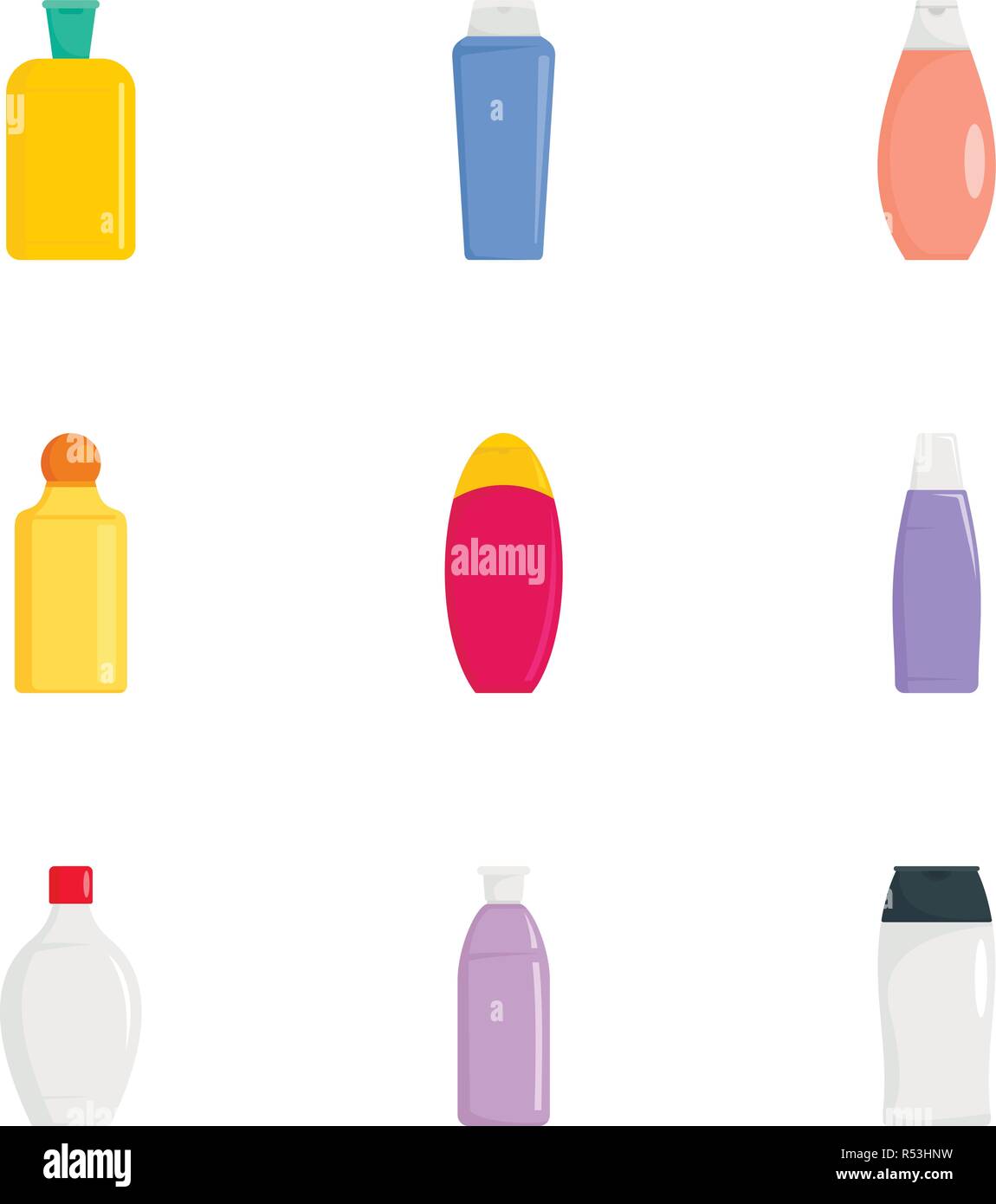Plastic bottle icon set. Flat set of 9 plastic bottle vector icons for ...